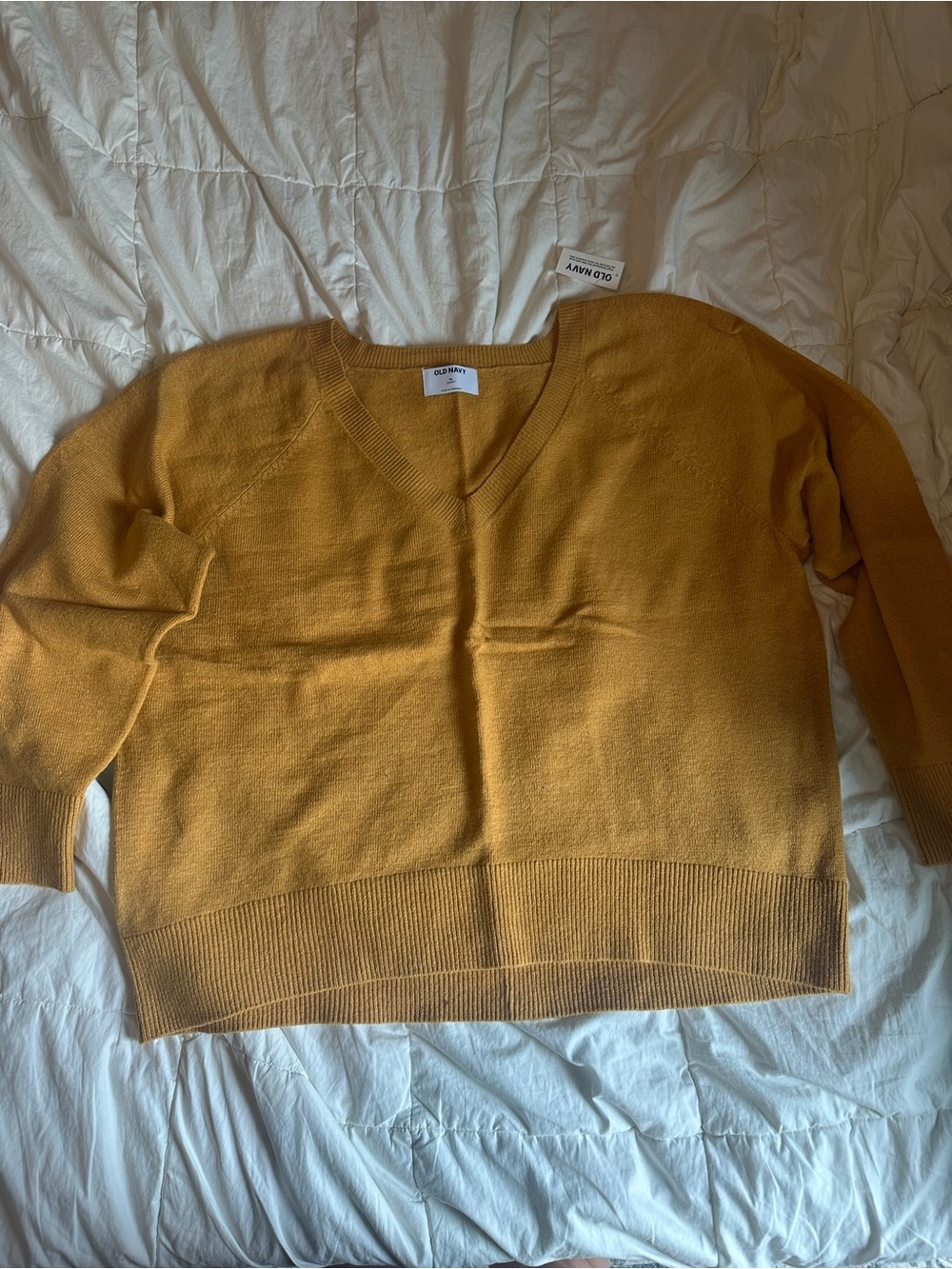 Old Navy Women's V-Neck Sweater in Mustard Yellow